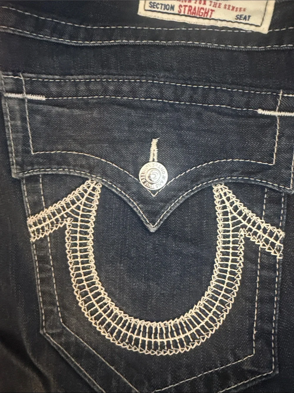 True Religion Men’s Straight Jeans in Dark Indigo